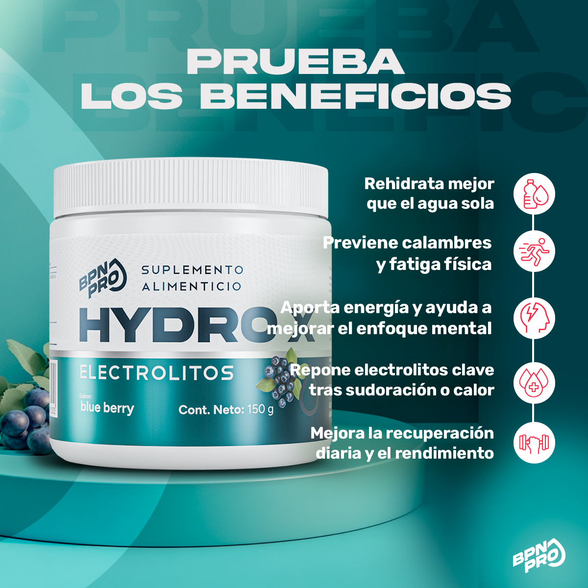Pack Hidratación: Hydrox Fresa-Kiwi + Hydrox Blueberry + Hydrox Sandía