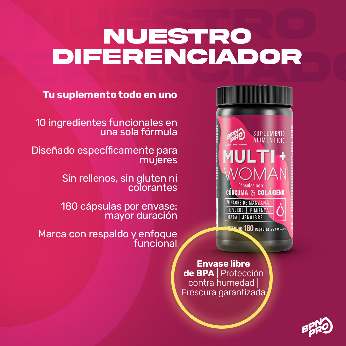 Multi Plus Woman Multivitamínico Mujer Fitness | BPN ProMulti Plus Woman Multivitamínico Mujer Fitness BPN PRO