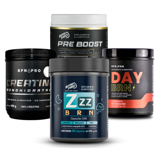 Pack GymRat: Creatina + ZZZ BRN + Day BRN + Pre Boost