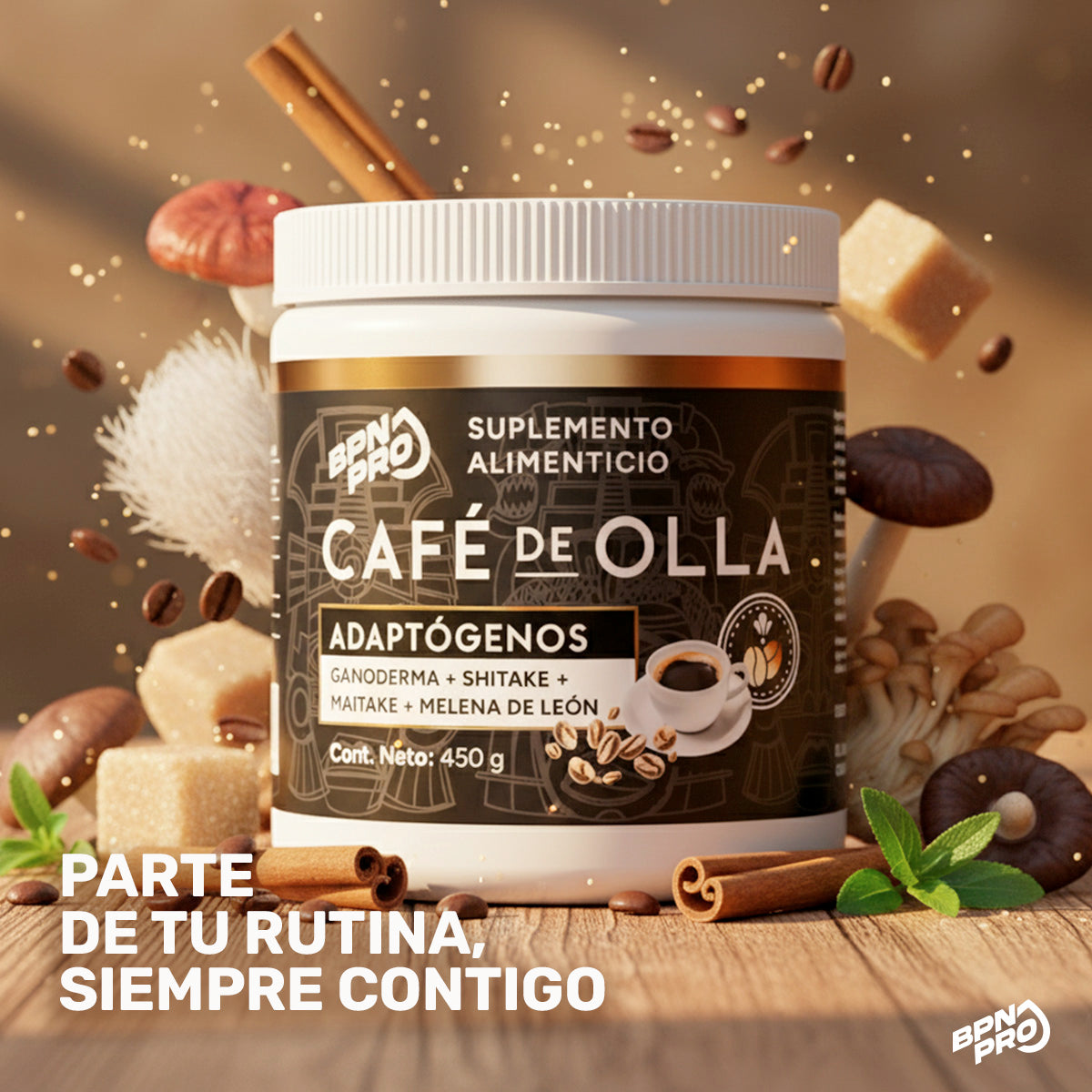Café de Olla con Adaptógenos | Ganoderma, Shitake, Maitake y Melena de Leon 450 gr