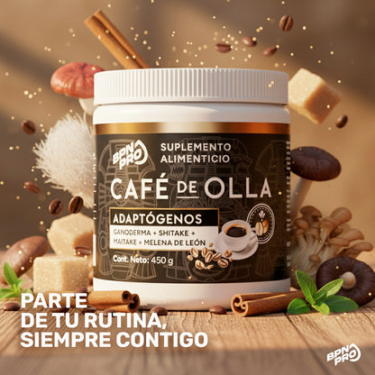Café de Olla con Adaptógenos | Ganoderma, Shitake, Maitake y Melena de Leon 450 gr