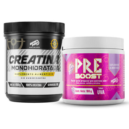 Combo Creatina Sin Sabor + Pre Entreno Sabor Uva