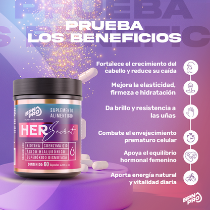 Her Secret | Multivitamínico para Cabello, Piel y Uñas 60 Cápsulas