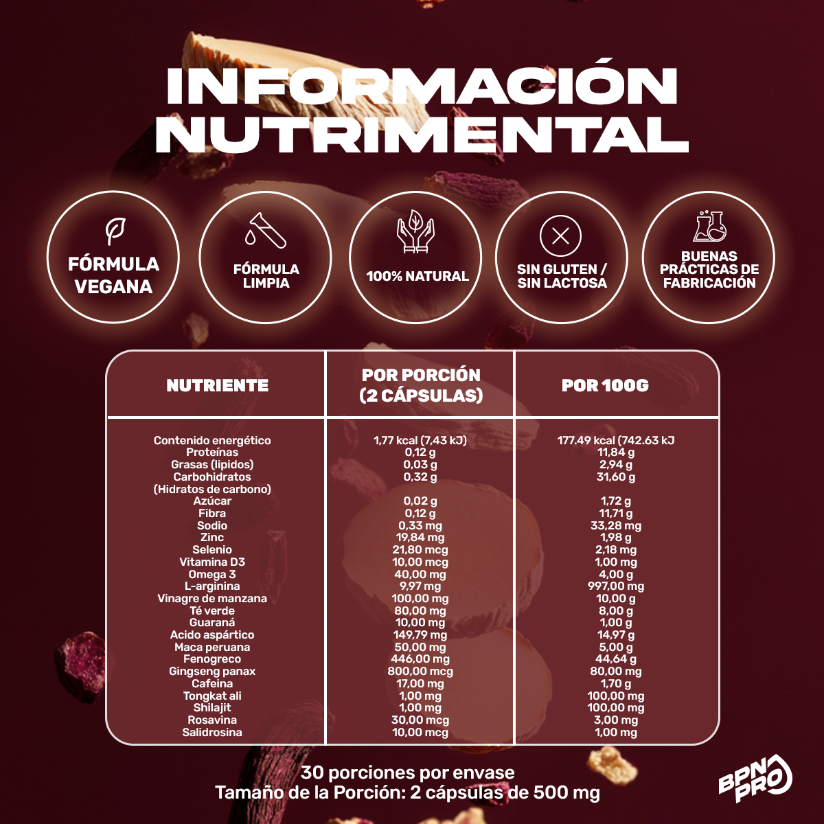 Mens T | Precursor de Testosterona Multivitamínico para hombre 60 Cápsulas