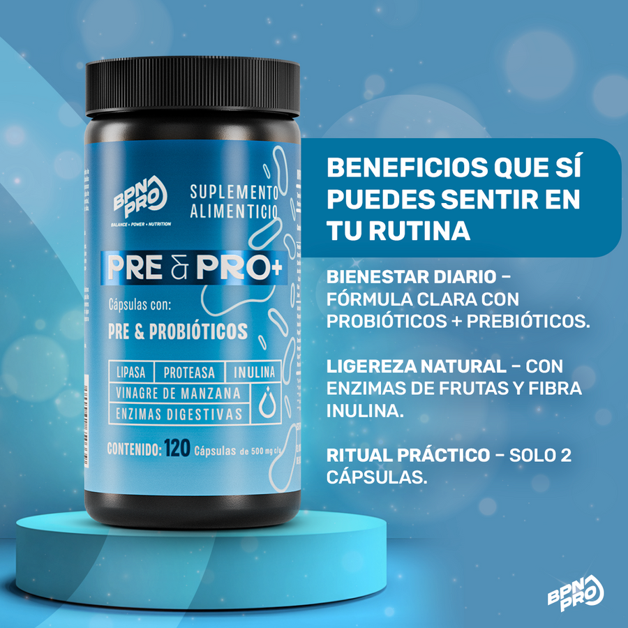 Pre&Pro+| Probióticos y Prebióticos Con Enzimas Digestivas