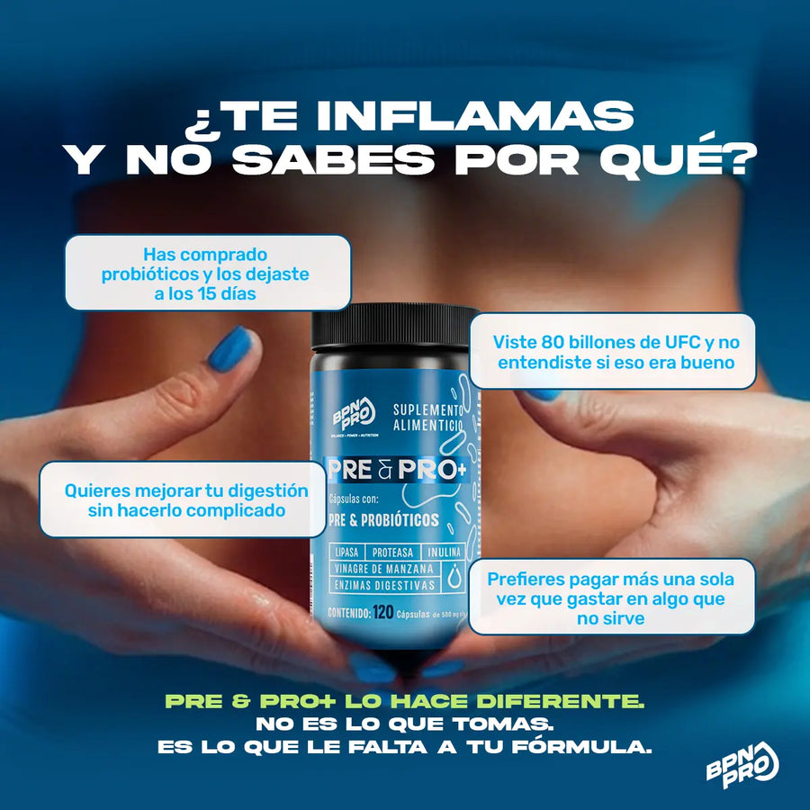 Pre&Pro+| Probióticos y Prebióticos Con Enzimas Digestivas