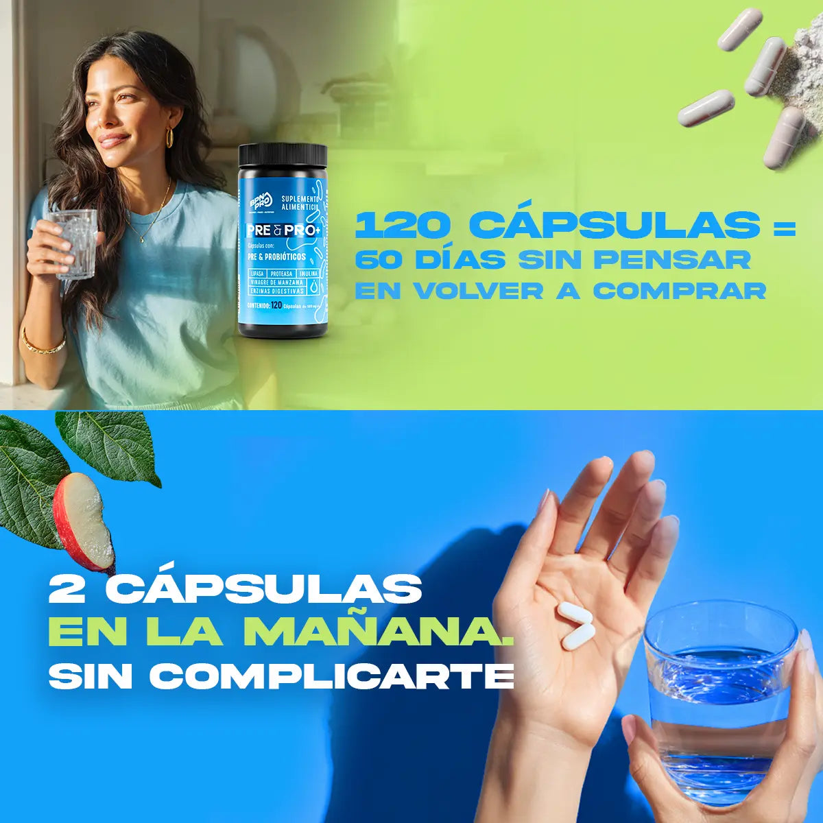 Pre&Pro+| Probióticos y Prebióticos Con Enzimas Digestivas