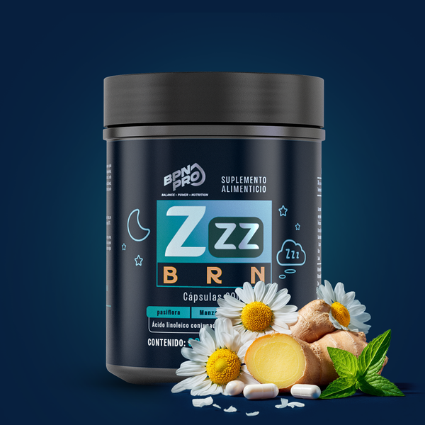 Zzz BRN | Pastillas Nocturnas Con CLA, l-Carnitina, GABA, Manzanilla 90 Cápsulas