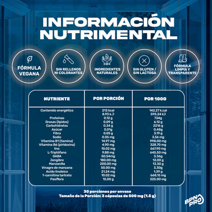 Zzz BRN | Pastillas Nocturnas Con CLA, l-Carnitina, GABA, Manzanilla 90 Cápsulas