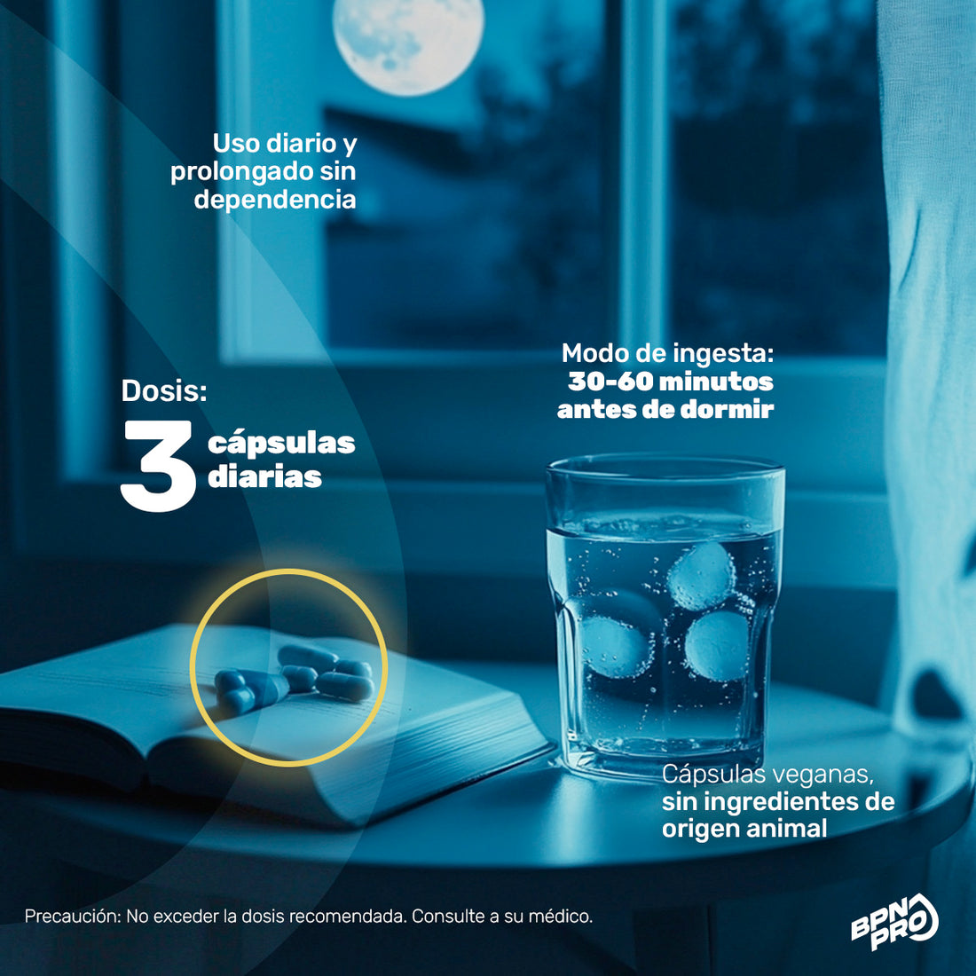 ZZZ BRN de BPN PRO, pastillas nocturnas en frasco de 90 cápsulas