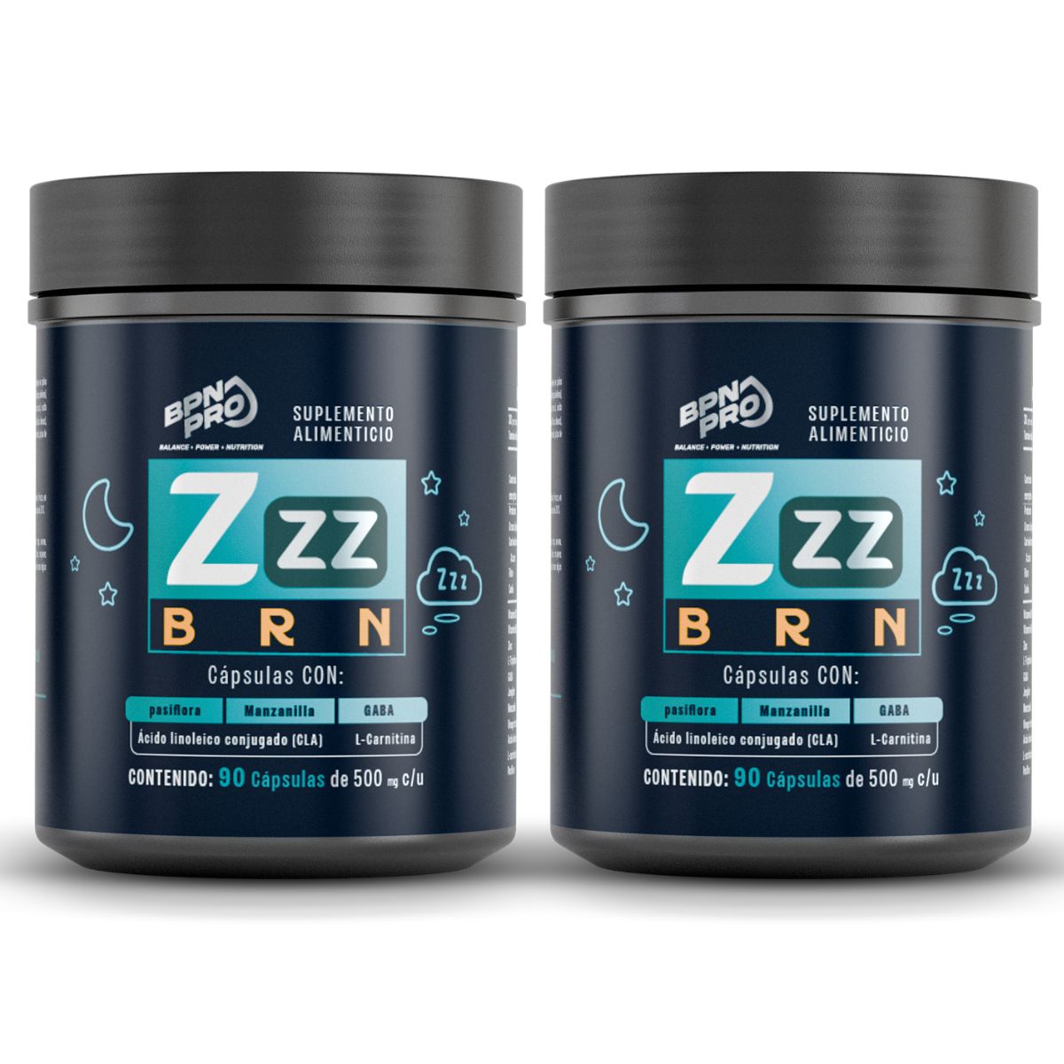 Zzz BRN | Pastillas Nocturnas Con CLA, l-Carnitina, GABA, Manzanilla 90 Cápsulas